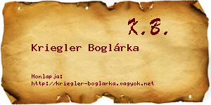 Kriegler Boglárka névjegykártya