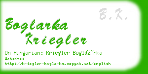 boglarka kriegler business card